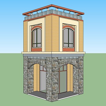 现代岗亭草图大师模型skp模型，岗亭sketchup模型skp文件分享