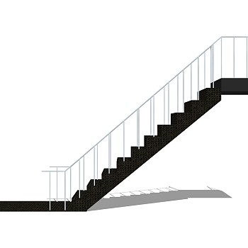 现代钢结构单跑楼梯草图大师模型，钢结构单跑楼梯sketchup模型免费下载