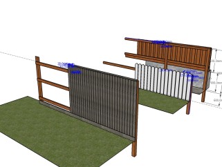 木板篱笆栏杆su模型下载、木板篱笆栏杆草图大师模型下载