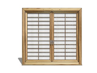 日式木制窗skp文件下载，窗户草图大师模型