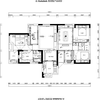 现代三室两厅120㎡施工图CAD图纸dwg文件分享