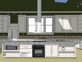 现代岛型橱柜sketchup模型，厨房柜草图大师模型下载