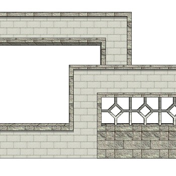 现代景观墙SU模型下载，景观墙skb模型分享