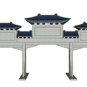 中式古建牌坊草图大师模型下载、古建牌坊su模型下载