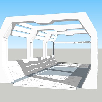 现代廊架草图大师模型，廊架sketchup模型下载