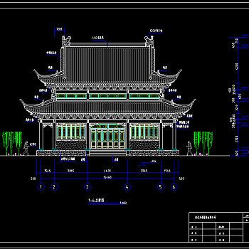 寺庙大殿cad施工图，寺庙cad图纸下载