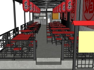 中式茶餐厅草图大师模型，中式茶餐厅sketchup模型下载