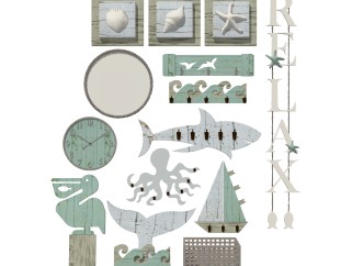 北欧海洋动物墙饰su模型,摆件草图大师模型下载
