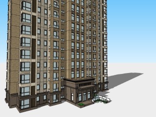 新古典高层公寓楼草图大师模型，公寓sketchup模型
