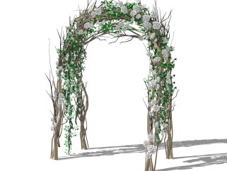 现代婚礼鲜花拱门草图大师模型，婚礼su模型下载