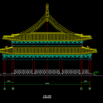 古建群大雄宝殿建筑、结构图，古建筑CAD建筑施工图下载