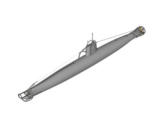 现代日本甲标的袖珍潜艇草图大师模型，潜艇su模型下载