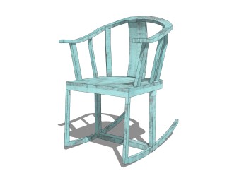 现代实木摇椅sketchup模型，摇椅草图大师模型下载
