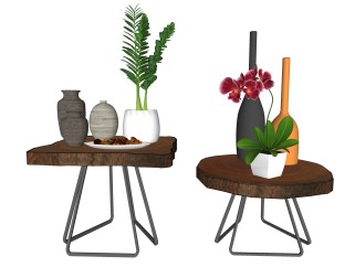 北欧花瓶矮桌摆件草图大师模型,现代装饰品su模型下载