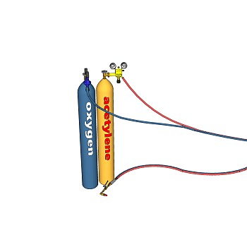 现代氧气乙炔瓶草图大师模型，乙炔瓶sketchup模型下载