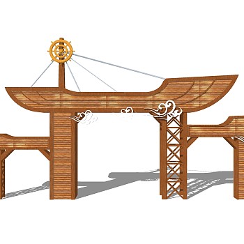 中式牌坊大门草图大师模型，牌坊大门sketchup模型免费下载