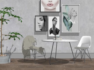 现代休闲桌椅组合草图大师模型，桌椅sketchup模型