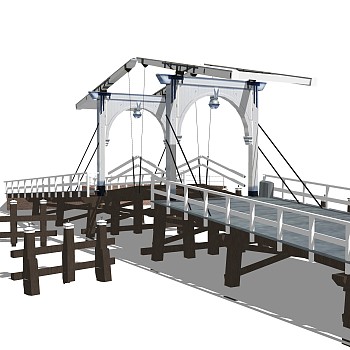 吊桥草图大师模型设计下载，sketchup吊桥su模型分享