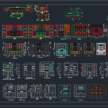 全屋定制酒柜CAD图库，酒柜CAD施工图纸下载