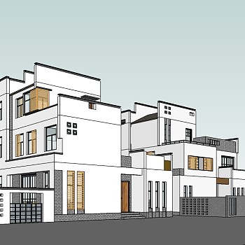 新中式独栋别墅su模型免费下载，别墅sketchup模型下载