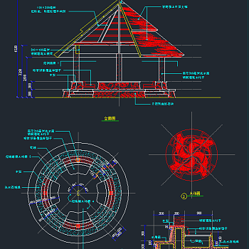 原创古建筑亭子CAD施工图集，亭子CAD施工图纸下载