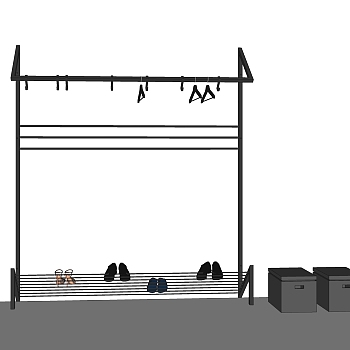 现代简约挂衣架草图大师模型,服装店衣架su模型下载