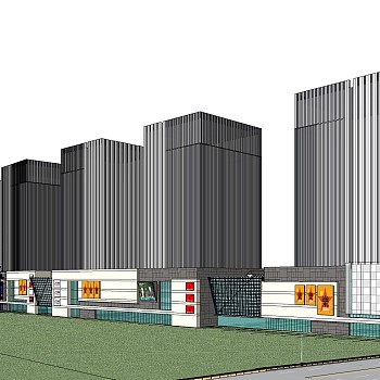 现代高层办公楼草图大师模型，高层办公楼sketchup模型免费下载