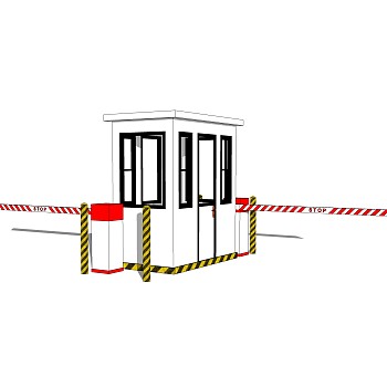 现代门卫岗亭草图大师模型，门卫岗亭skp文件下载
