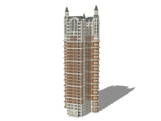 欧式住宅楼草图大师模型，住宅楼su模型下载