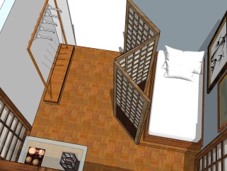 日式卧室skb模型分享，卧室草图大师模型