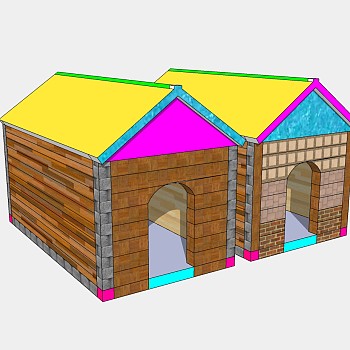 木质狗窝草图大师模型，狗窝sketchup模型下载