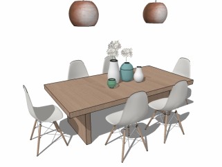 现代桌椅组合草图大师模型，桌椅组合sketchup模型下载