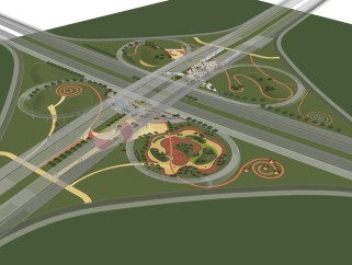现代高速公路景观草图大师模型，高速公路sketchup模型下载