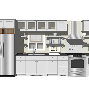 现代大气简约橱柜草图大师模型，大气简约橱柜sketchup模型免费下载