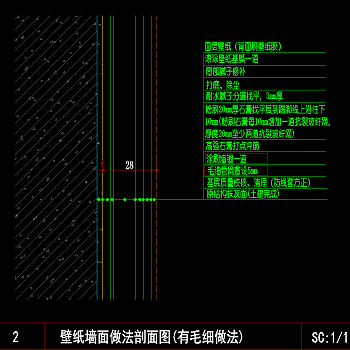 样板间常用墙面分层CAD节点详图，常用墙面分层CAD施工图纸下载