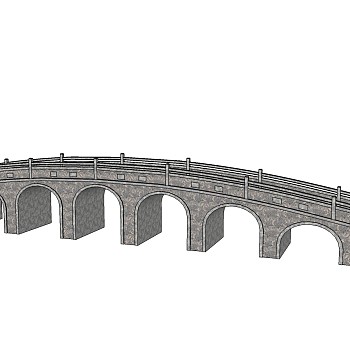 中式拱桥草图大师模型下载、拱桥su模型下载