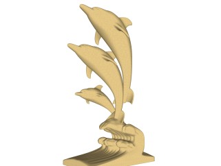 现代海豚雕塑su模型,摆件草图大师模型下载