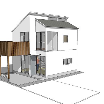 现代别墅外观草图大师模型，别墅外观sketchup模型免费下载