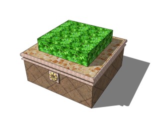 现代方形树池sketchup模型免费下载，树池坐凳草图大师模型