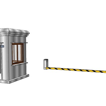 现代小区门卫亭su模型下载、小区门卫亭草图大师模型下载