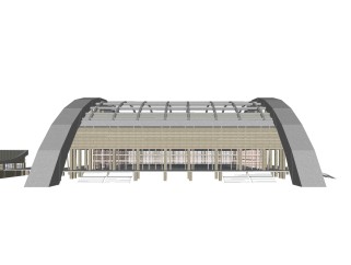 现代车站草图大师模型，车站sketchup模型免费下载