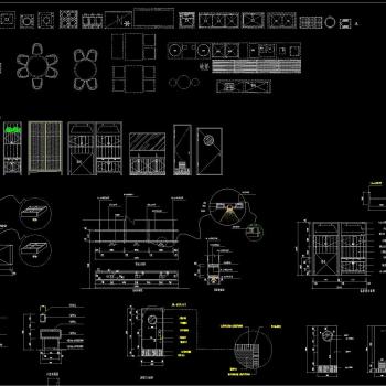 全套餐饮空间CAD图纸，厨房餐区设计图纸下载