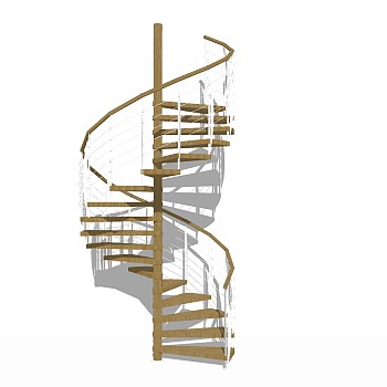 现代实木螺旋楼梯草图大师模型，实木螺旋楼梯sketchup模型免费下载