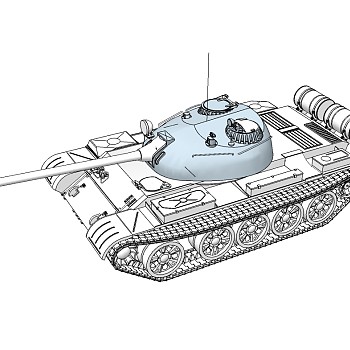 现代苏联T-55主站坦克su模型，坦克skp模型下载