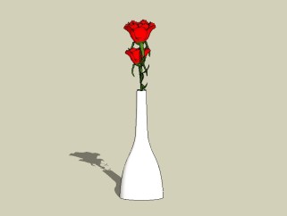  现代花瓶花卉草图大师模型，玫瑰sketchup模型下载