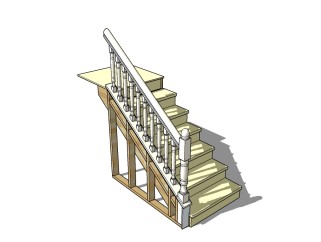 美式实木楼梯草图大师模型，美式实木楼梯sketchup模型下载