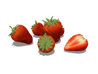  现代草莓草图大师模型，水果SU模型下载