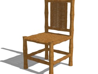 自然风竹子单椅草图大师模型，单椅su模型下载