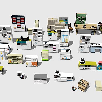 儿童家具柜子组合SU模型，儿童柜sketchup模型下载
