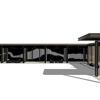 新中式凉亭 廊架草图大师模型下载、新中式凉亭su模型下载